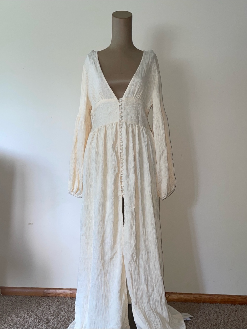 Commense Cream Long-Sleeve Button Front dress -sexy -risqué